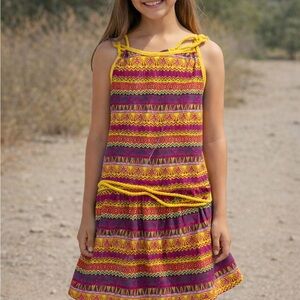 American Girl Lea Clark Meet Dress Yellow and Purple Size 16